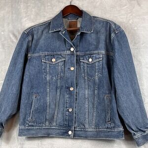 GAP Denim Womens XS Oversized Blue Jean Jacket Classic Button 100% Cotton Y2K